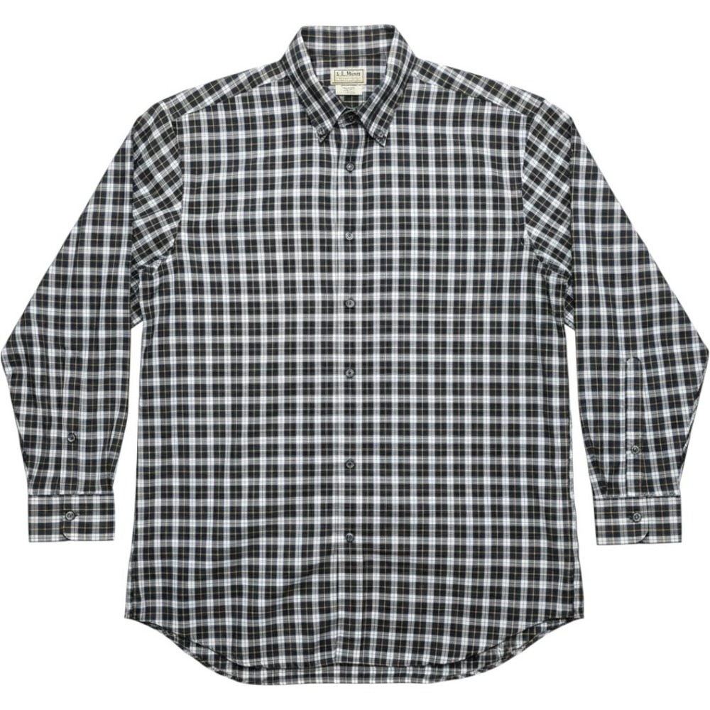 LL Bean Mens Vintage Made in USA XL Tall Plaid Button Down Shirt Green Navy